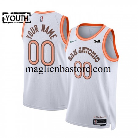Maglia NBA San Antonio Spurs Personalizzate 2023-2024 Nike City Edition Bianco Swingman - Bambino